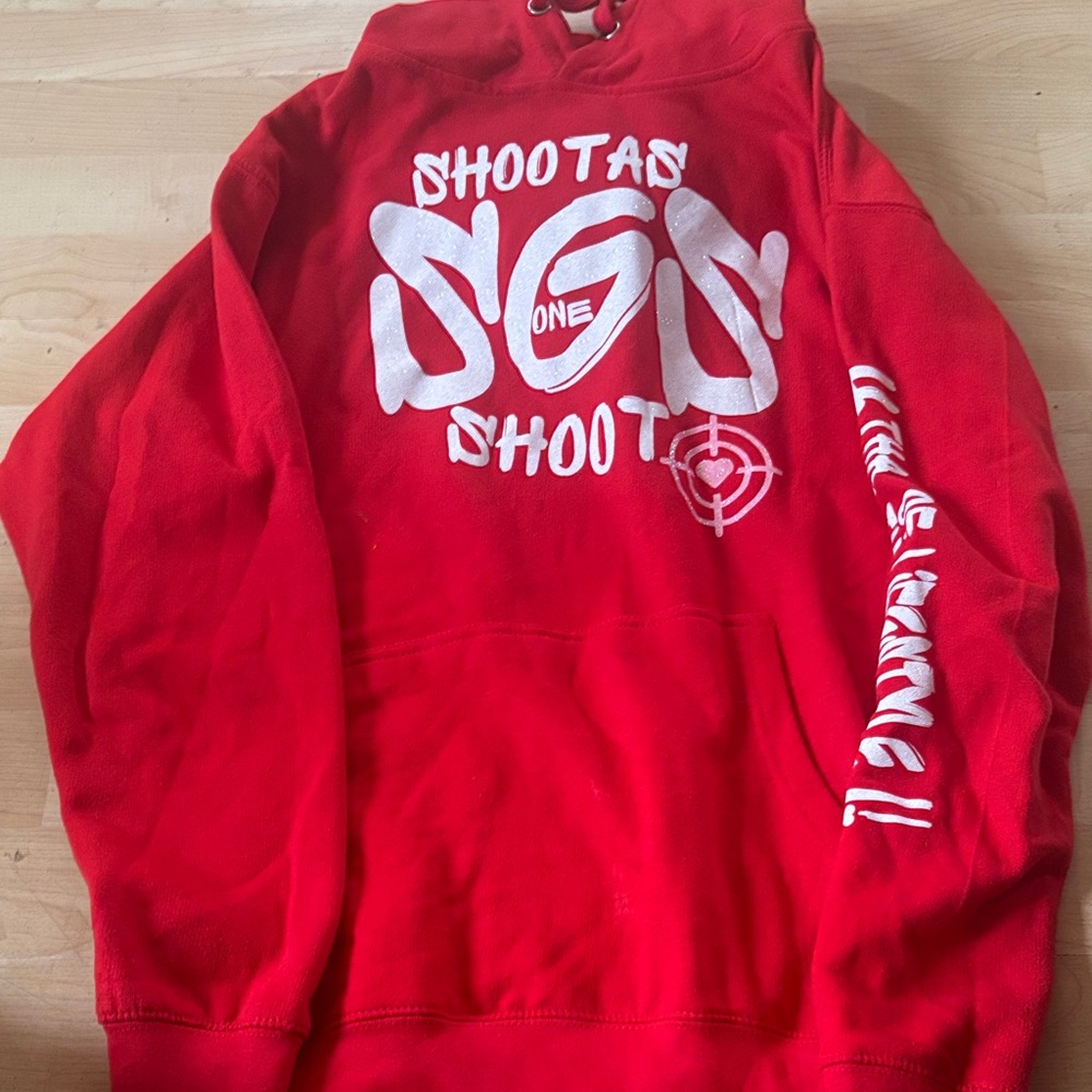 Red Graphic Hoodie with White Print - Unbranded